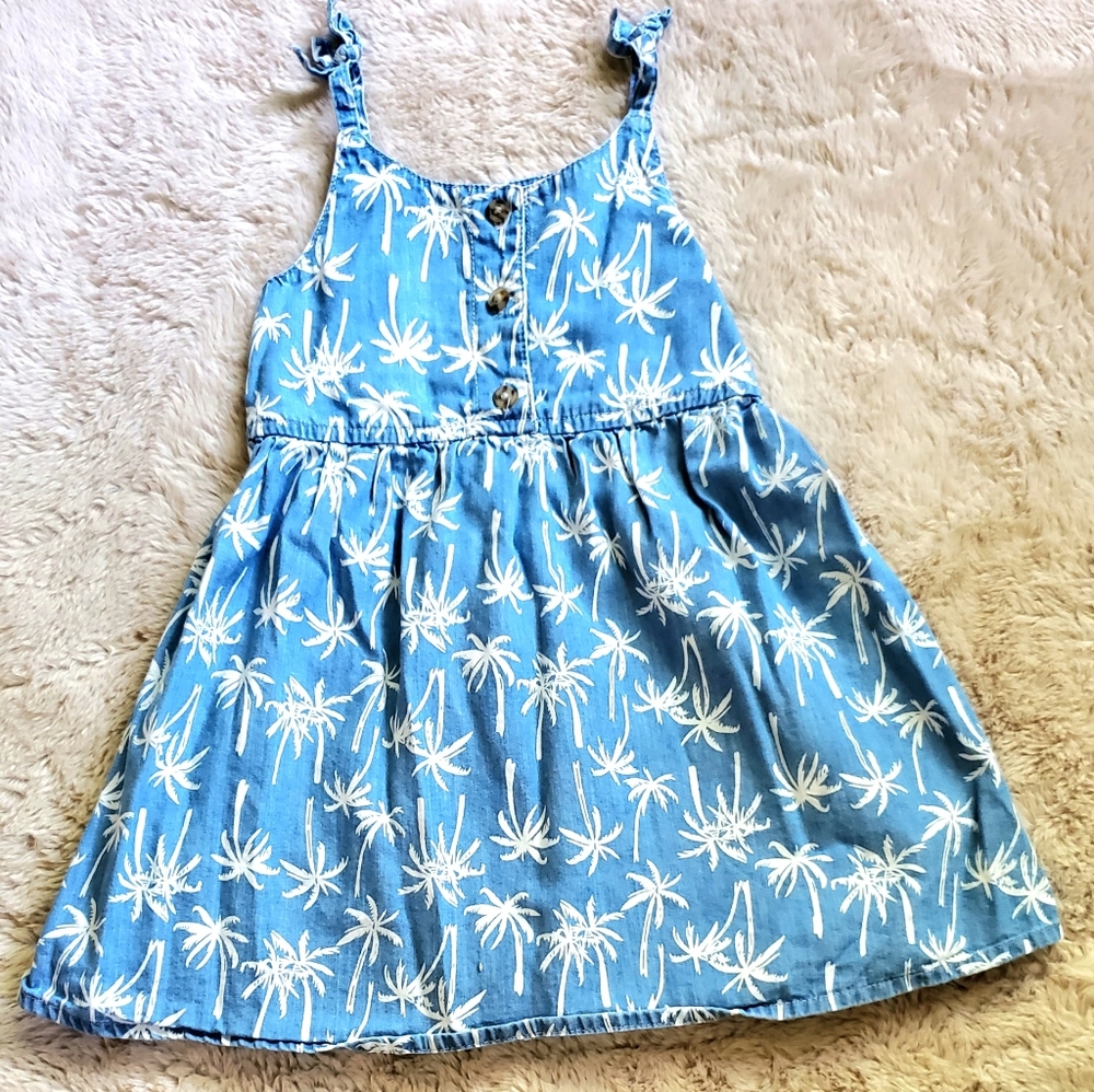 Summer denim palm tree dress
